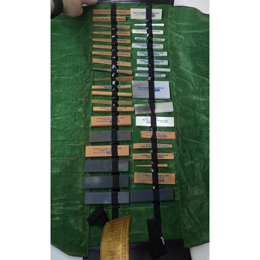 Vintage Norton Oilstone Sample Roll, Sharpening Tools. Used. RARE FIND.